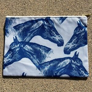 NWT Blue Horse Equestrian Print Bag Pouch